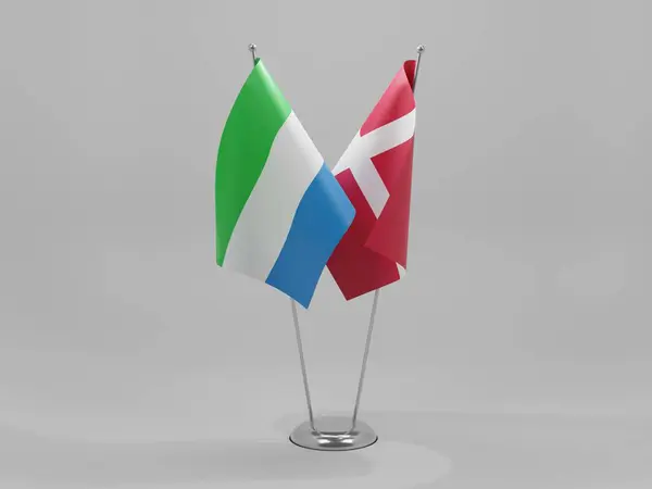 Danemark Sierra Leone Drapeaux Coopération Fond Blanc Render — Photo