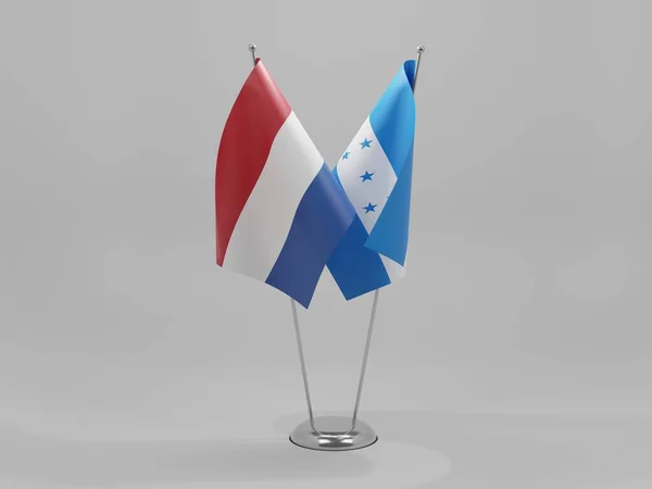 Honduras Nederlandse Samenwerking Vlaggen Witte Achtergrond Render — Stockfoto