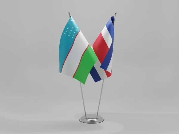 Costa Rica Uzbekistan Cooperation Flags White Background Render — Stock Photo, Image