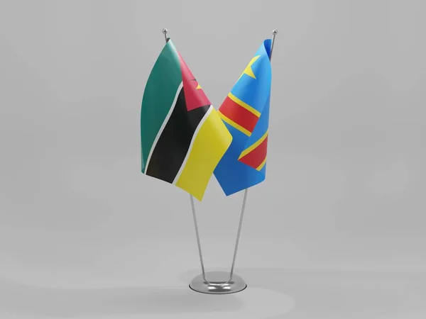 Congo Democratic Republic Флаги Сотрудничества Мозамбика Белый Фон Render — стоковое фото