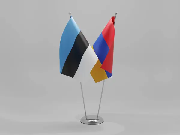 Armenia Estonia Bandiere Cooperazione Sfondo Bianco Render — Foto Stock