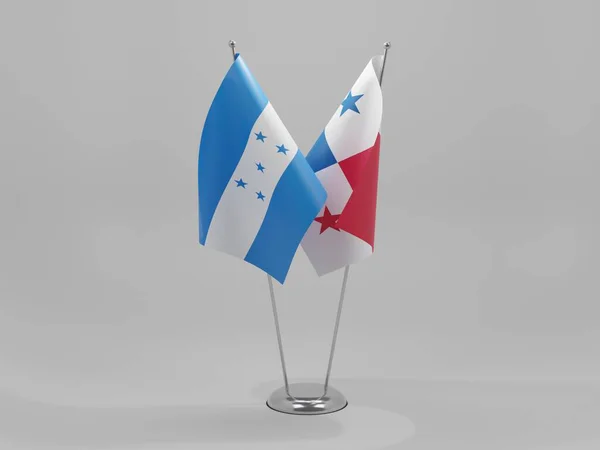 Panama Honduras Samenwerking Vlaggen Witte Achtergrond Render — Stockfoto