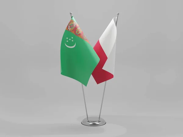 Poland Turkmenistan Cooperation Flags White Background Render — Stock Photo, Image