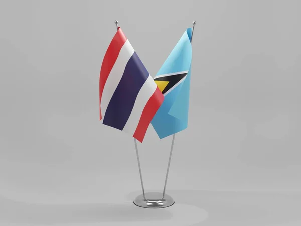圣卢西亚 泰国合作旗 白色背景 3D渲染 — 图库照片