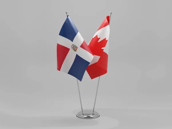 カナダ ドミニカ共和国協力旗 白背景 3Dレンダリング — ストック写真