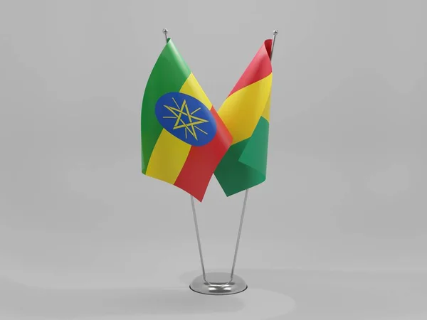 Guinea Äthiopien Kooperationsfahnen Weißer Hintergrund Render — Stockfoto