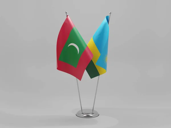 Rwanda Drapeaux Coopération Des Maldives Fond Blanc Render — Photo