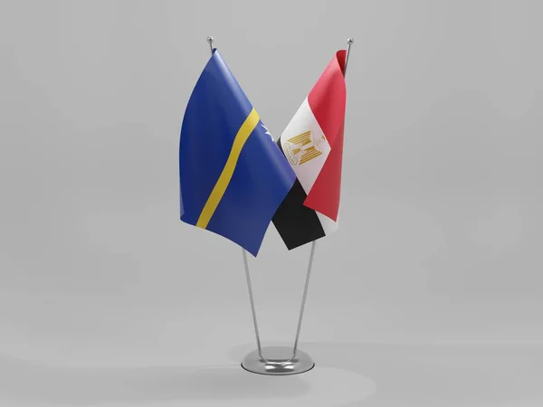 Αίγυπτος Σημαίες Συνεργασίας Ναούρου Λευκό Φόντο Render — Φωτογραφία Αρχείου