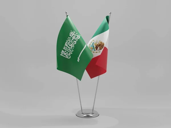 México Banderas Cooperación Arabia Saudita Fondo Blanco Render — Foto de Stock