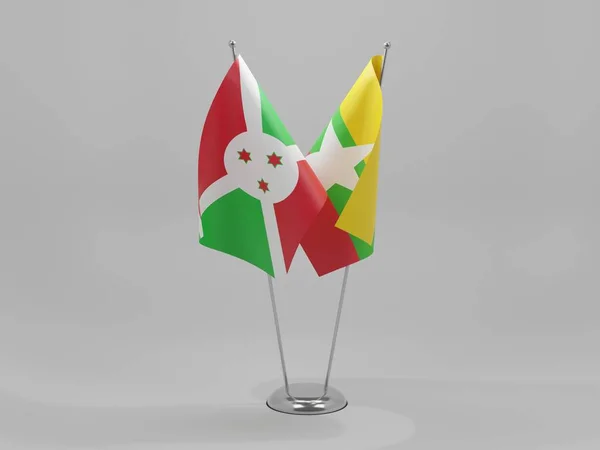 Myanmar Drapeaux Coopération Burundi Fond Blanc Render — Photo