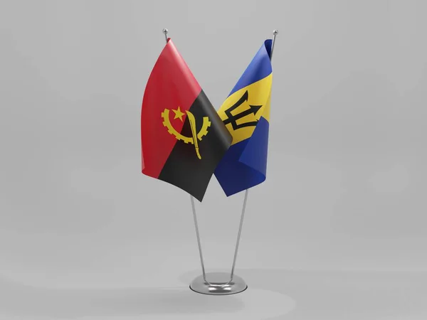 Barbados Angola Cooperation Flags White Background Render — Stock Photo, Image