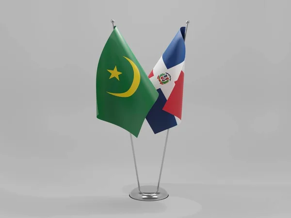 Dominikana Mauretania Flagi Współpracy Białe Tło Render — Zdjęcie stockowe