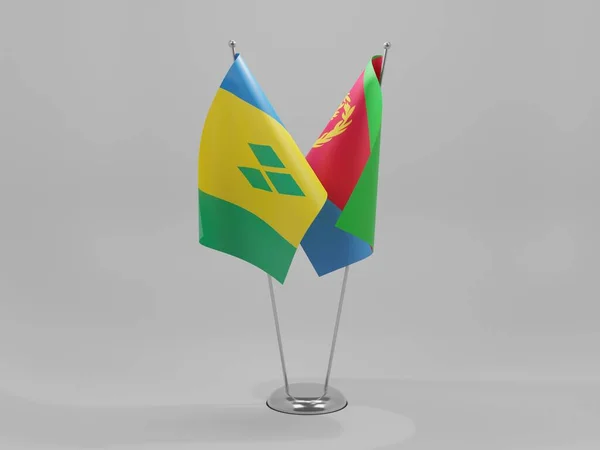 Eritrea San Vicente Las Granadinas Banderas Cooperación Fondo Blanco Render — Foto de Stock