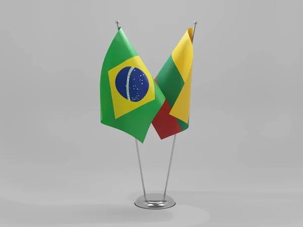 Litauen Brasilien Flaggor För Samarbete Vit Bakgrund Render — Stockfoto