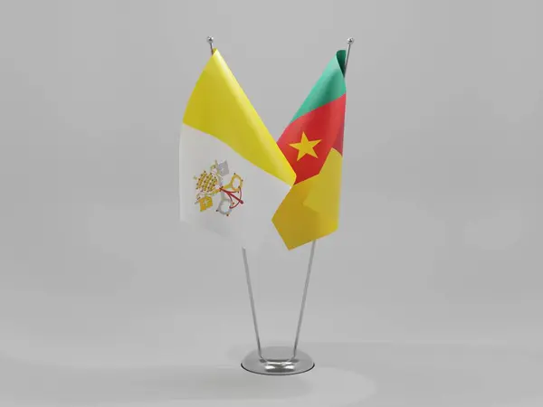 Cameroun Drapeaux Coopération Cité Vatican Fond Blanc Render — Photo