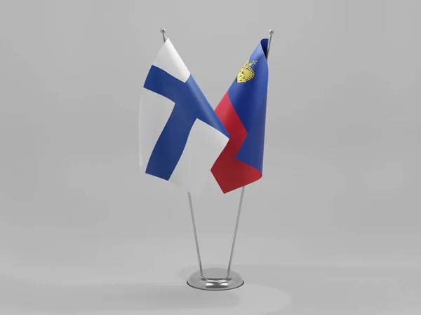 Liechtenstein Finland Samenwerking Vlaggen Witte Achtergrond Render — Stockfoto