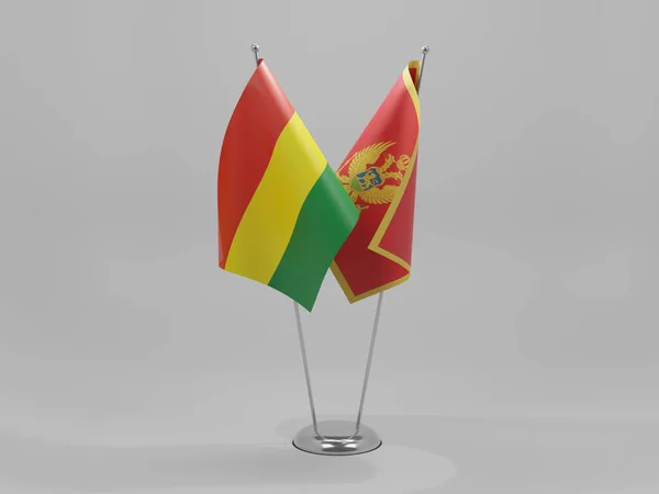 Σημαίες Συνεργασίας Μαυροβουνίου Βολιβίας Λευκό Φόντο Render — Φωτογραφία Αρχείου