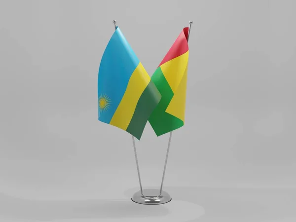 Guinea Bissau Banderas Cooperación Ruanda Fondo Blanco Render —  Fotos de Stock