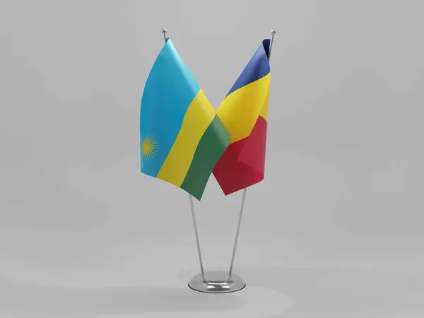 Tschad Ruanda Kooperationsflaggen Weißer Hintergrund Render — Stockfoto