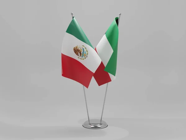 Kuwait Banderas Cooperación México Fondo Blanco Render — Foto de Stock