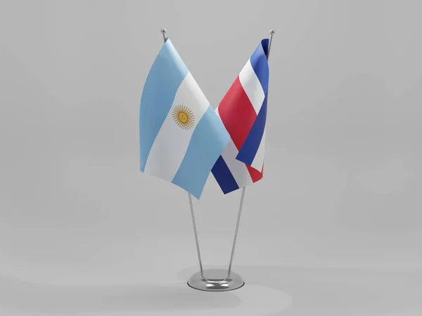Kosta Rika Arjantin Şbirliği Bayrakları Beyaz Arkaplan Render — Stok fotoğraf