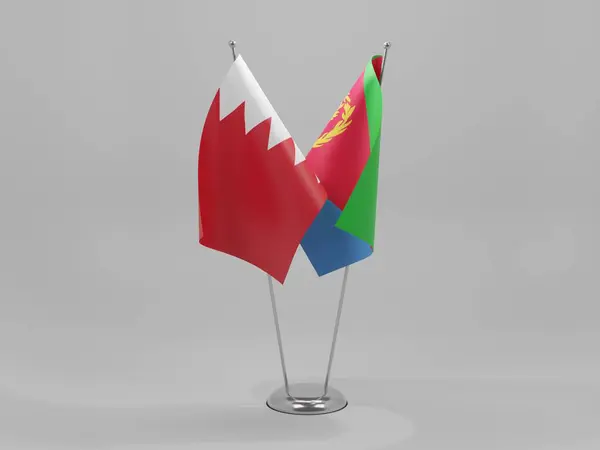 厄立特里亚 巴林合作旗帜 白色背景 3D渲染 — 图库照片