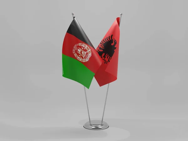 アルバニア アフガニスタン協力旗 白の背景 3Dレンダリング — ストック写真