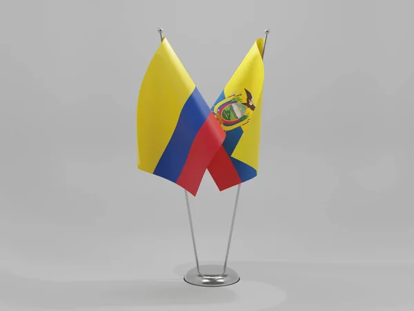 Ecuador Colombia Flaggor För Samarbete Vit Bakgrund Render — Stockfoto