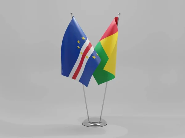Guinea Bissau Bandiere Cooperazione Capo Verde Sfondo Bianco Render — Foto Stock