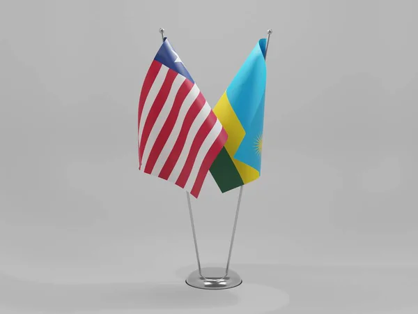 Rwanda Liberia Samenwerkingsvlaggen Witte Achtergrond Render — Stockfoto