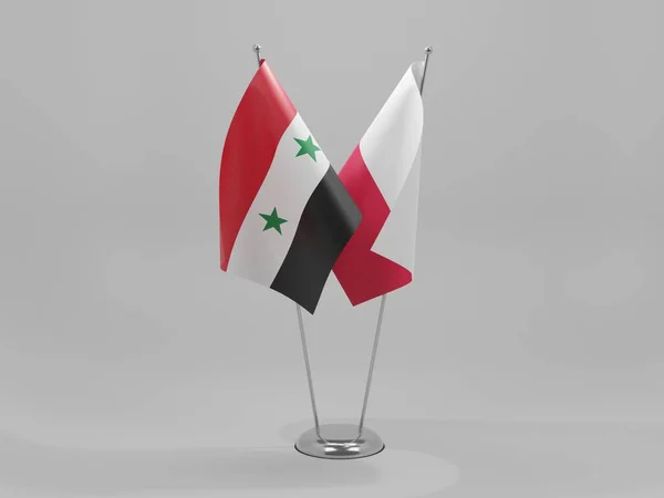 Polonia Bandiere Cooperazione Siria Sfondo Bianco Render — Foto Stock