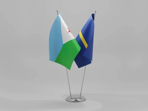 Науру Джибути Флаги Сотрудничества Белый Фон Рендер — стоковое фото
