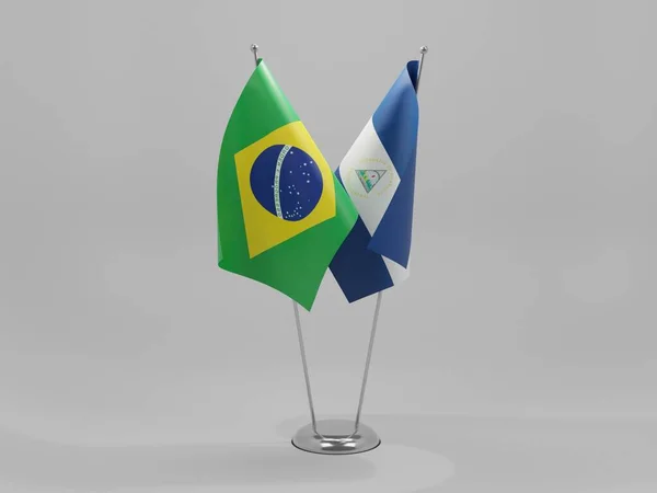 Banderas Cooperación Nicaragua Brasil Fondo Blanco Render —  Fotos de Stock