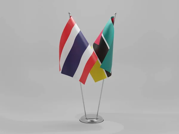 Mozambique Thailand Cooperation Flags White Background Render — стокове фото