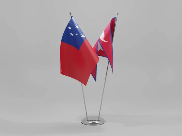 Nepal Samoa Samenwerkingsvlaggen Witte Achtergrond Render — Stockfoto