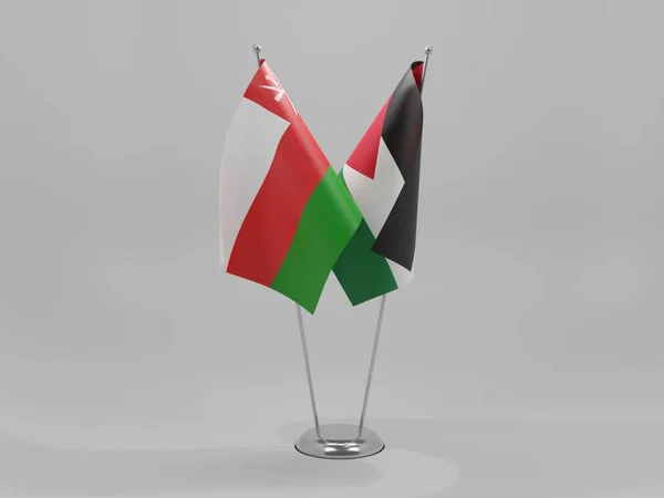 Jordanie Oman Drapeaux Coopération Fond Blanc Render — Photo