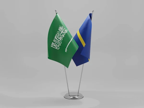 Ναούρου Σαουδική Αραβία Σημαίες Συνεργασίας Λευκό Φόντο Render — Φωτογραφία Αρχείου
