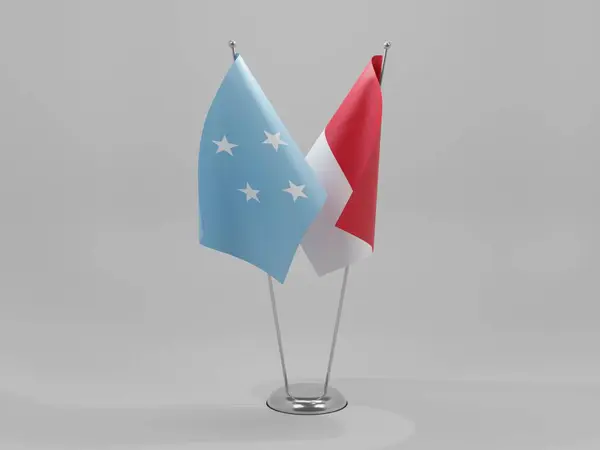 Indonésia Bandeiras Cooperação Micronésia Fundo Branco Render — Fotografia de Stock