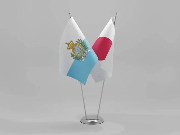Japan San Marino Samarbete Flaggor Vit Bakgrund Render — Stockfoto