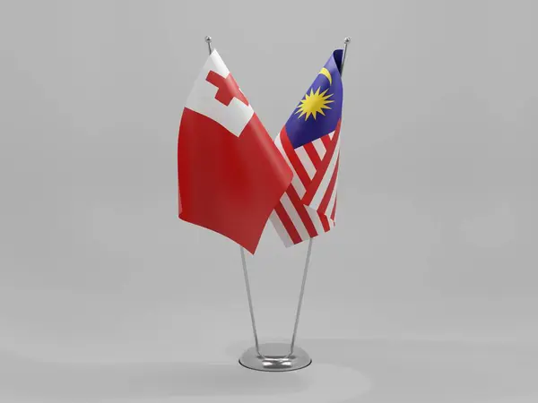 Malaisie Drapeaux Coopération Tonga Fond Blanc Render — Photo