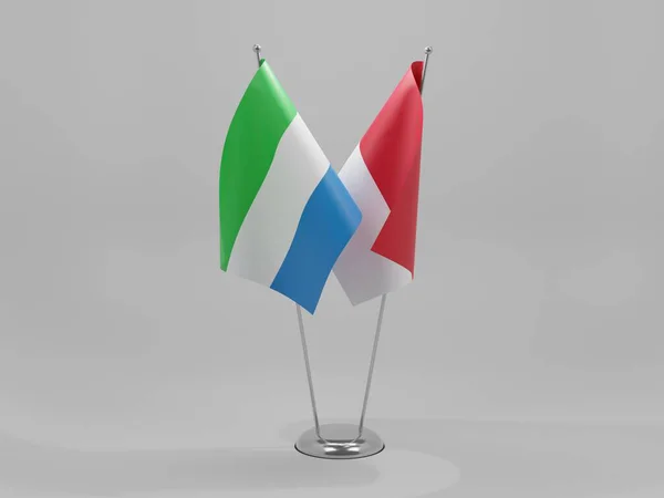 Indonezja Sierra Leone Flagi Współpracy Białe Tło Render — Zdjęcie stockowe