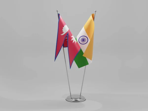 India Banderas Cooperación Nepal Fondo Blanco Render —  Fotos de Stock