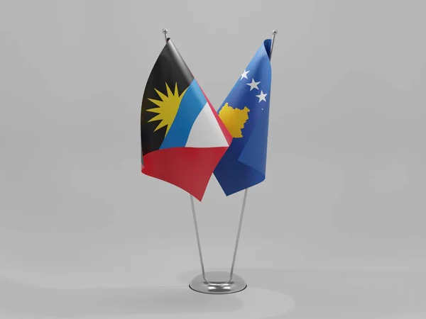 Kosovo Samenwerkingsvlaggen Antigua Barbuda Witte Achtergrond Render — Stockfoto