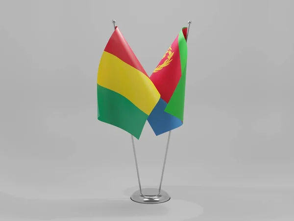 Eritrea Banderas Cooperación Guinea Fondo Blanco Render —  Fotos de Stock