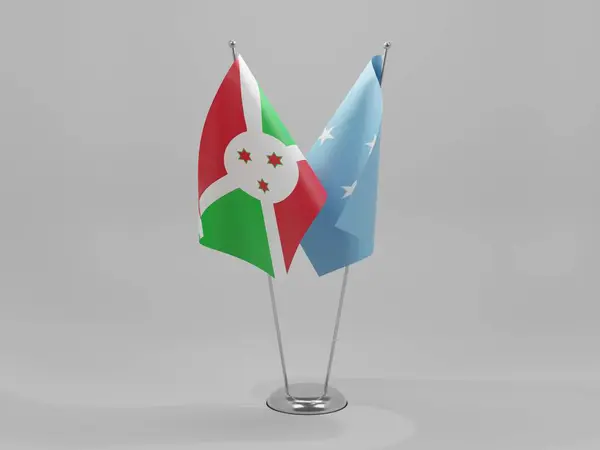 Micronesia Banderas Cooperación Burundi Fondo Blanco Render — Foto de Stock