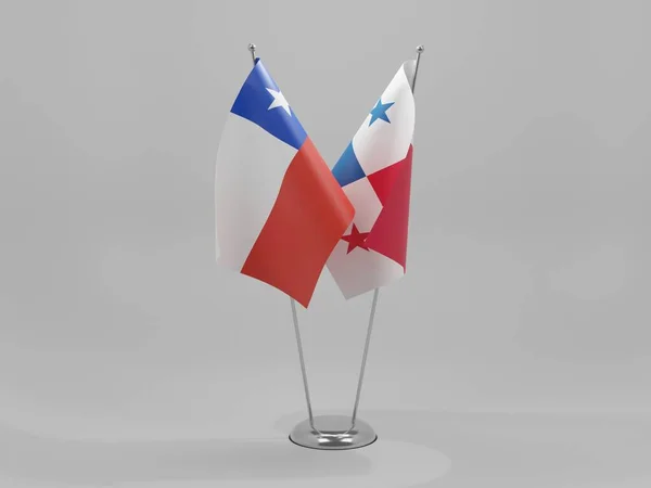 Panama Chile Spolupráce Vlajky Bílé Pozadí Vykreslování — Stock fotografie