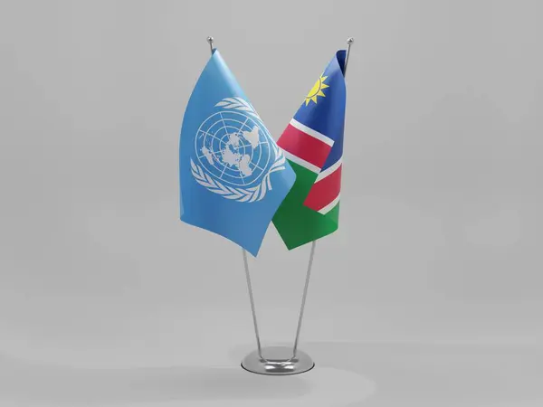 Namibya Birleşmiş Milletler Şbirliği Bayrakları Beyaz Arkaplan Render — Stok fotoğraf