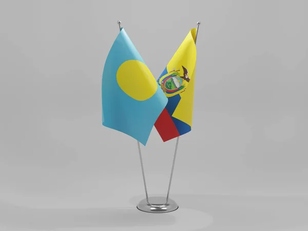 Ecuador Palau Cooperation Flags White Background Render — Stock Photo, Image