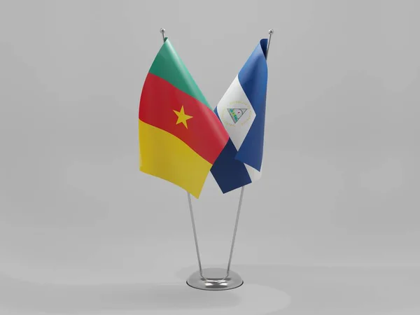 Nicaragua Banderas Cooperación Camerún Fondo Blanco Render — Foto de Stock