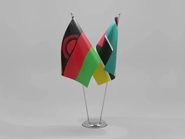 Mosambik Vlajky Spolupráce Malawi Bílé Pozadí Vykreslování — Stock fotografie